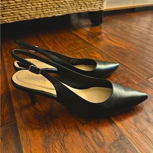 Sling Back Black Kitten Heels